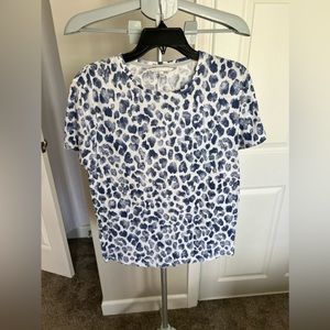 Victoria Secret White & Blue Leopard Print Short Sleeve T-Shirt Size Sma…